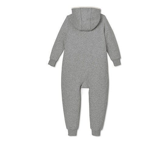 Children's cotton one-piece pajamas with hood, gray