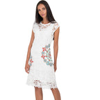 Desigual Women's lace dress, white with flower print