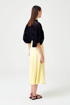 Set Summer satin skirt mid-length, yellow