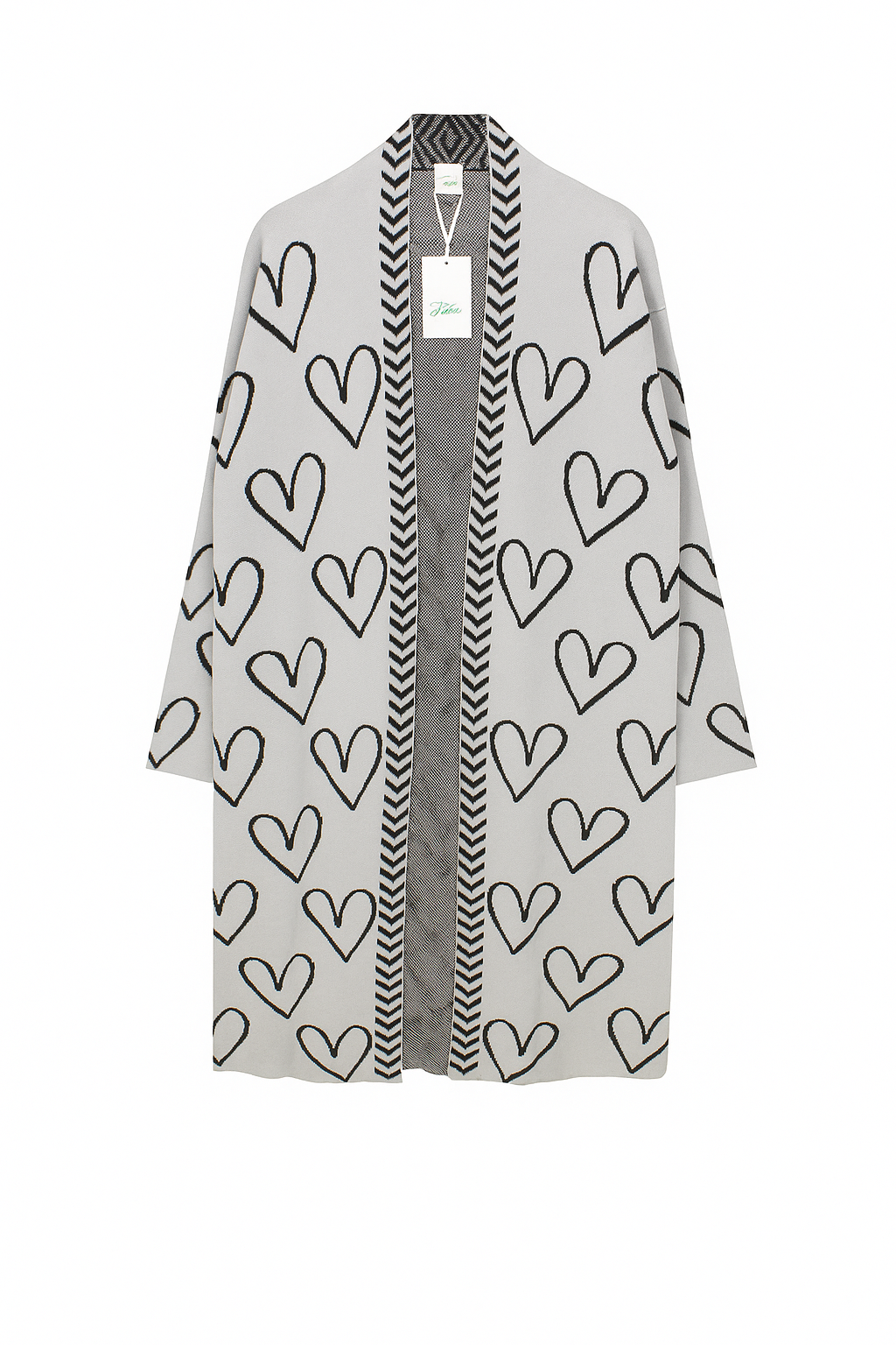 Дамска памучна жилетка от фино плетиво, сива на сърца