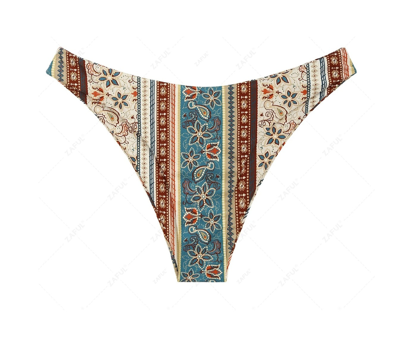 Zaful Swimsuit with colorful bottoms and bra in deep green, summer 2025