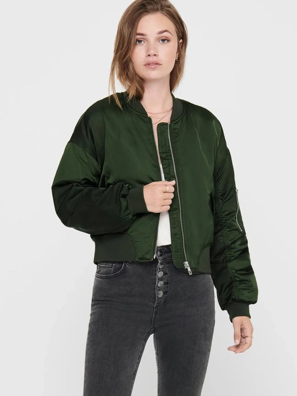 Women's bomber jacket in olive green color ONLY