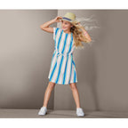 Children's cotton dress, white-striped 