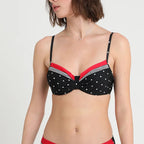 Swimsuit top with underwire season 2025 Lascana, black with dots