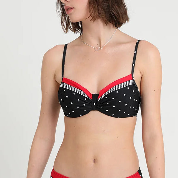 Swimsuit top with underwire season 2025 Lascana, black with dots