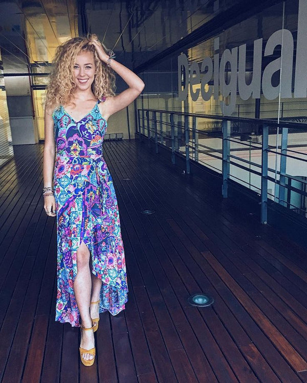 Desigual Дамска дълга рокля с щампа на цветя