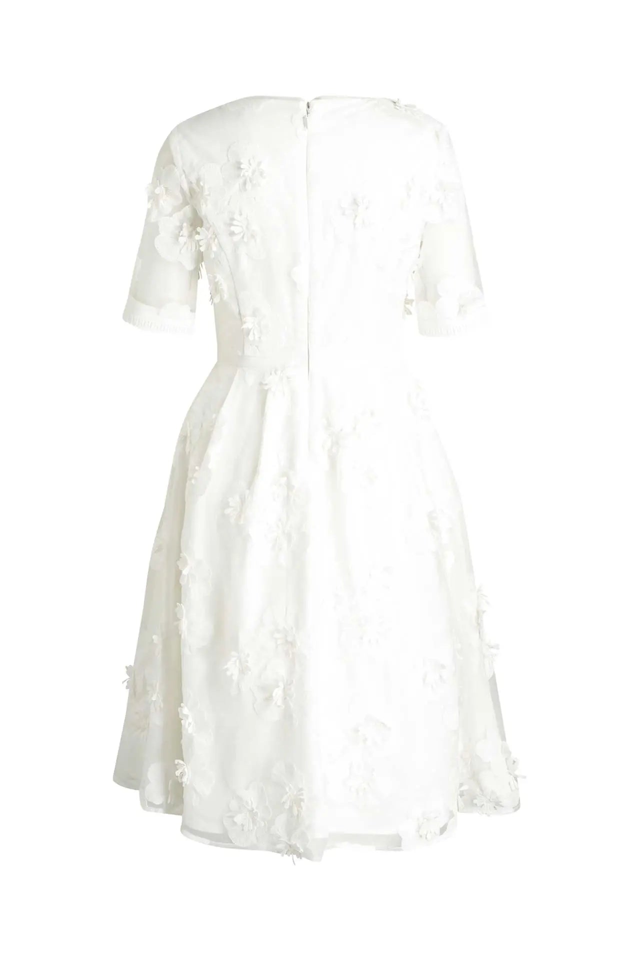 Apart Formal lace dress with short sleeves, white