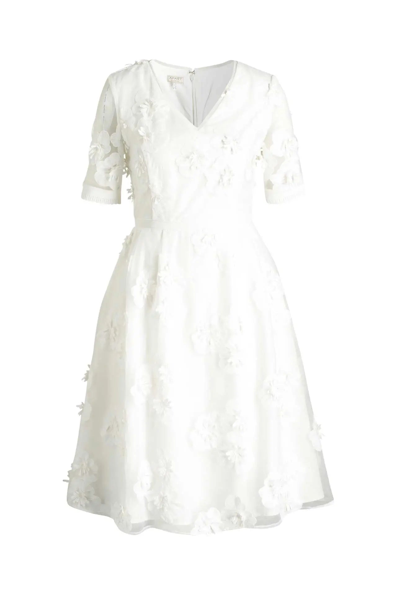 Apart Formal lace dress with short sleeves, white
