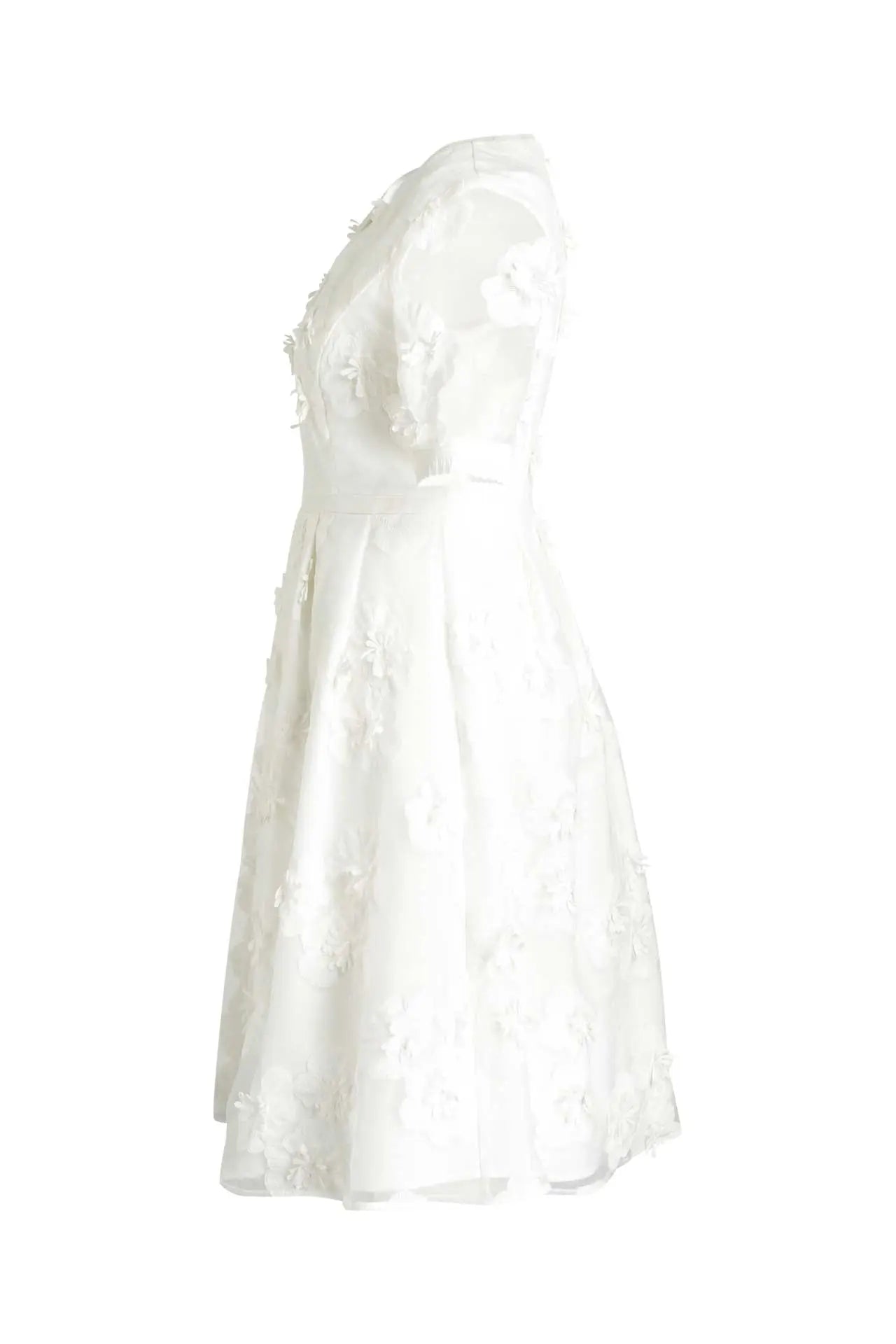 Apart Formal lace dress with short sleeves, white