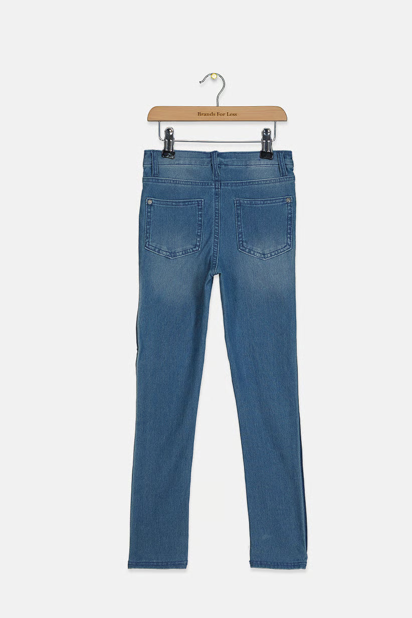 Children's cotton elastic jeans, light blue 