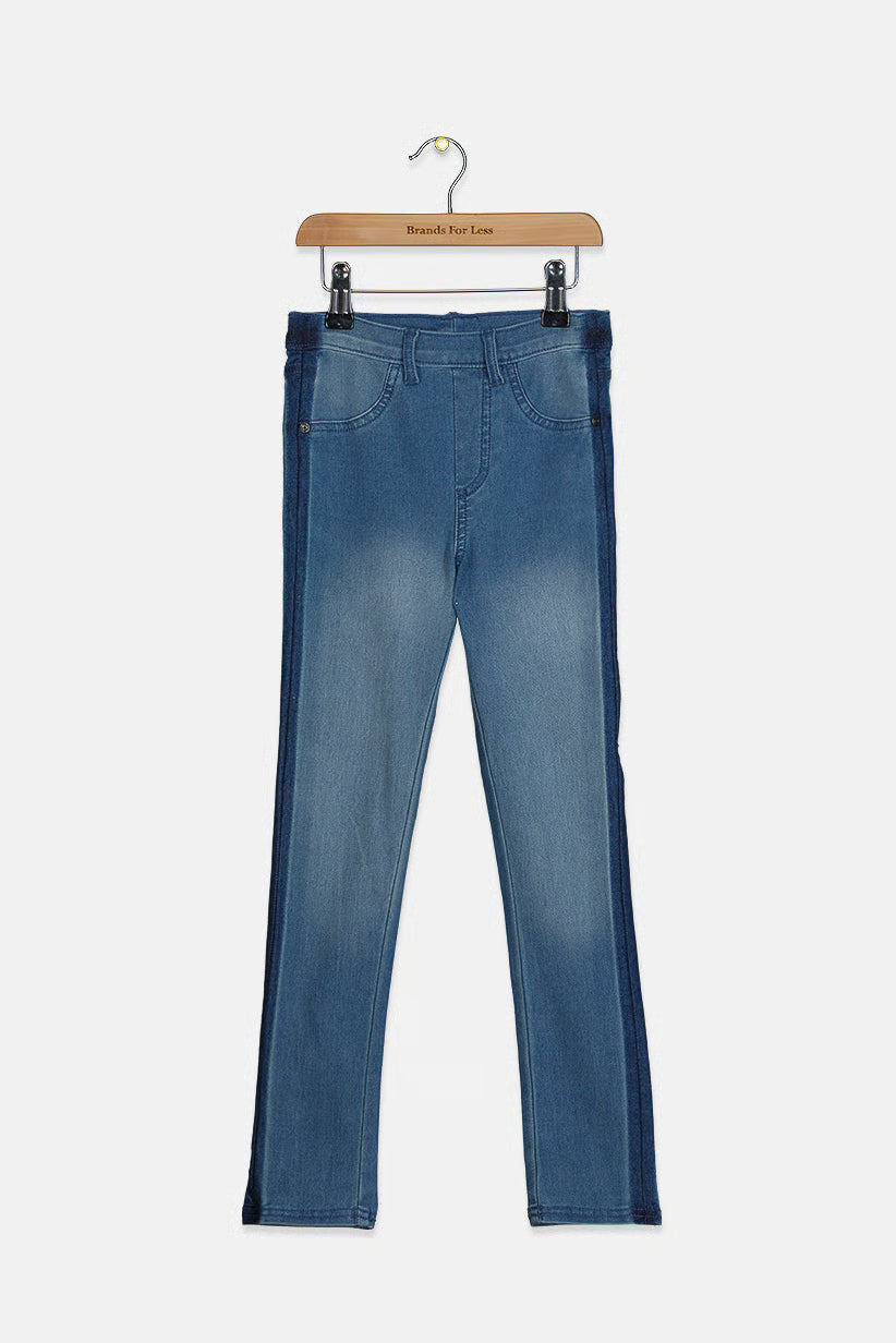 Children's cotton elastic jeans, light blue 