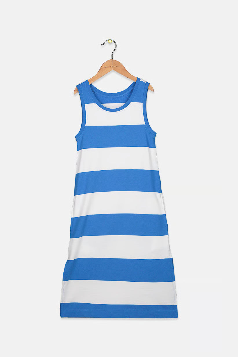 Children's cotton dress, white-striped 