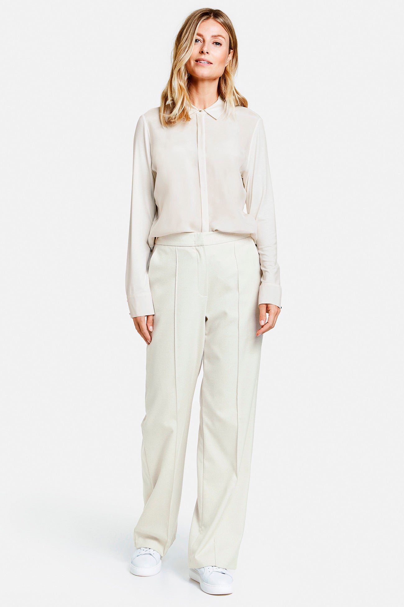 Women's wide-leg trousers Gerry Weber, ecru