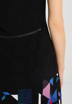 Desigual Women's elegant dress Nikolas with decorative zipper, black with print