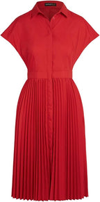 Apart Women's flared summer long dress with pleats, red