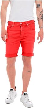 Men's denim Bermuda shorts Replay, red