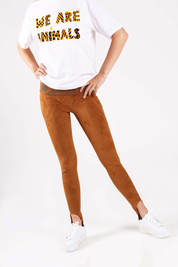Women's leggings with elastic under the foot Desigual, brown