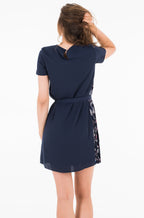 Women's knitted dress Tommy Hilfiger, dark blue with decoration