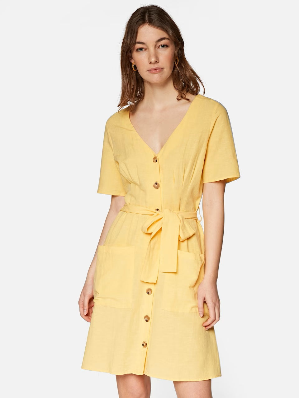 Mavi Jeans Women's linen dress with buttons, vanilla color