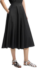 Be wear Elastic flared mid-length skirt, black