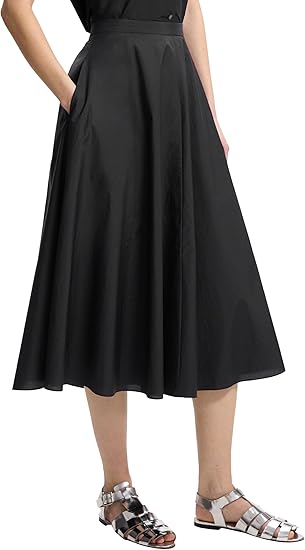Be wear Elastic flared mid-length skirt, black