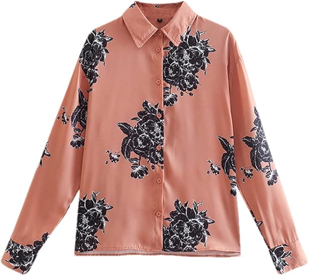 NNWM Women's long-sleeved shirt, beige with flowers