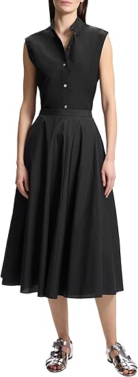 Be wear Elastic flared mid-length skirt, black