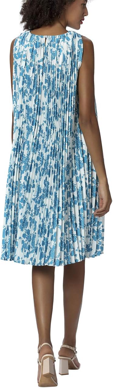 Apart Women's flared pleated dress, white with print