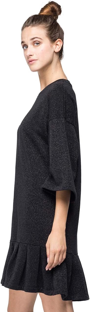 Replay Women's Maxi cotton spring-summer dress, black with gold thread
