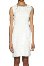 Desigual Women's Amparo dress with embroidery and metal eyelets, ecru/white