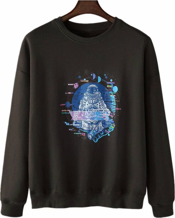 ZAFUL Мъжка блуза с космически принт, черна