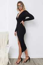 Women's cotton wrap dress Numinou, black