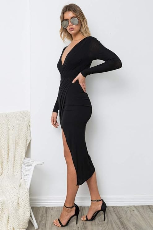 Women's cotton wrap dress Numinou, black
