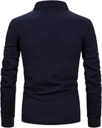 Men's long-sleeved polo shirt with checkered collar STTLZMC