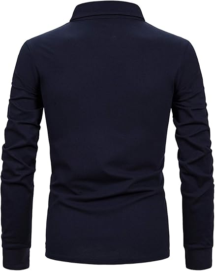 Men's long-sleeved polo shirt with checkered collar STTLZMC
