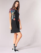 Desigual Women's knitted dress, black with floral motifs
