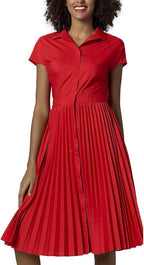 Apart Women's flared summer long dress with pleats, red