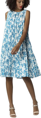 Apart Women's flared pleated dress, white with print