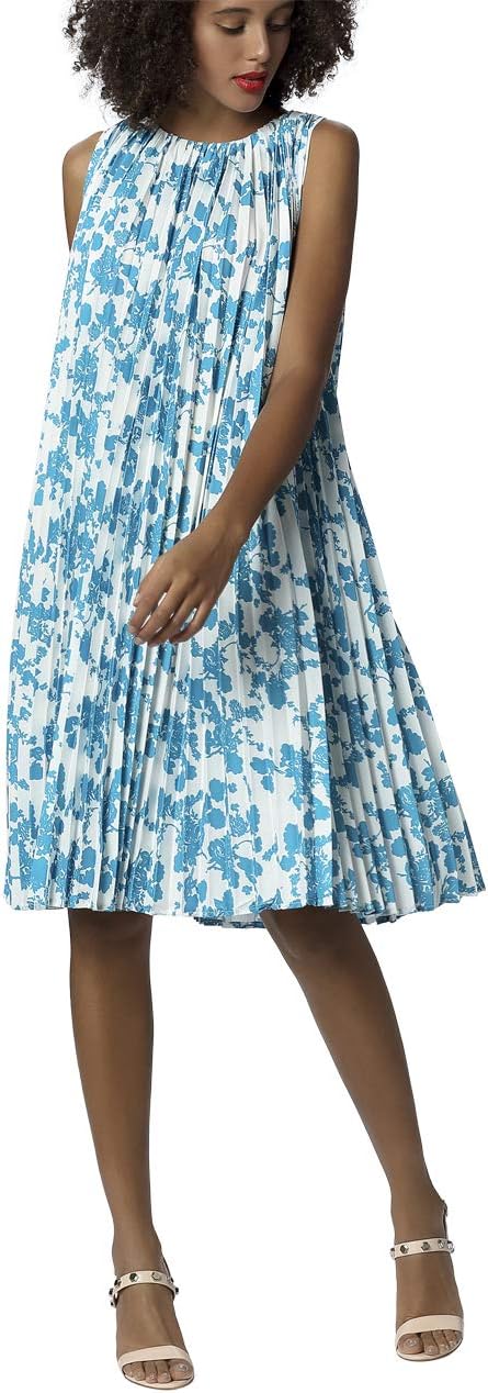Apart Women's flared pleated dress, white with print