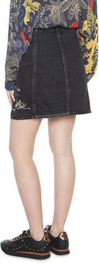 Women's denim skirt Desigual Exotic Jeans, black with print