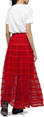 Women's spring-summer elegant long skirt Replay, red