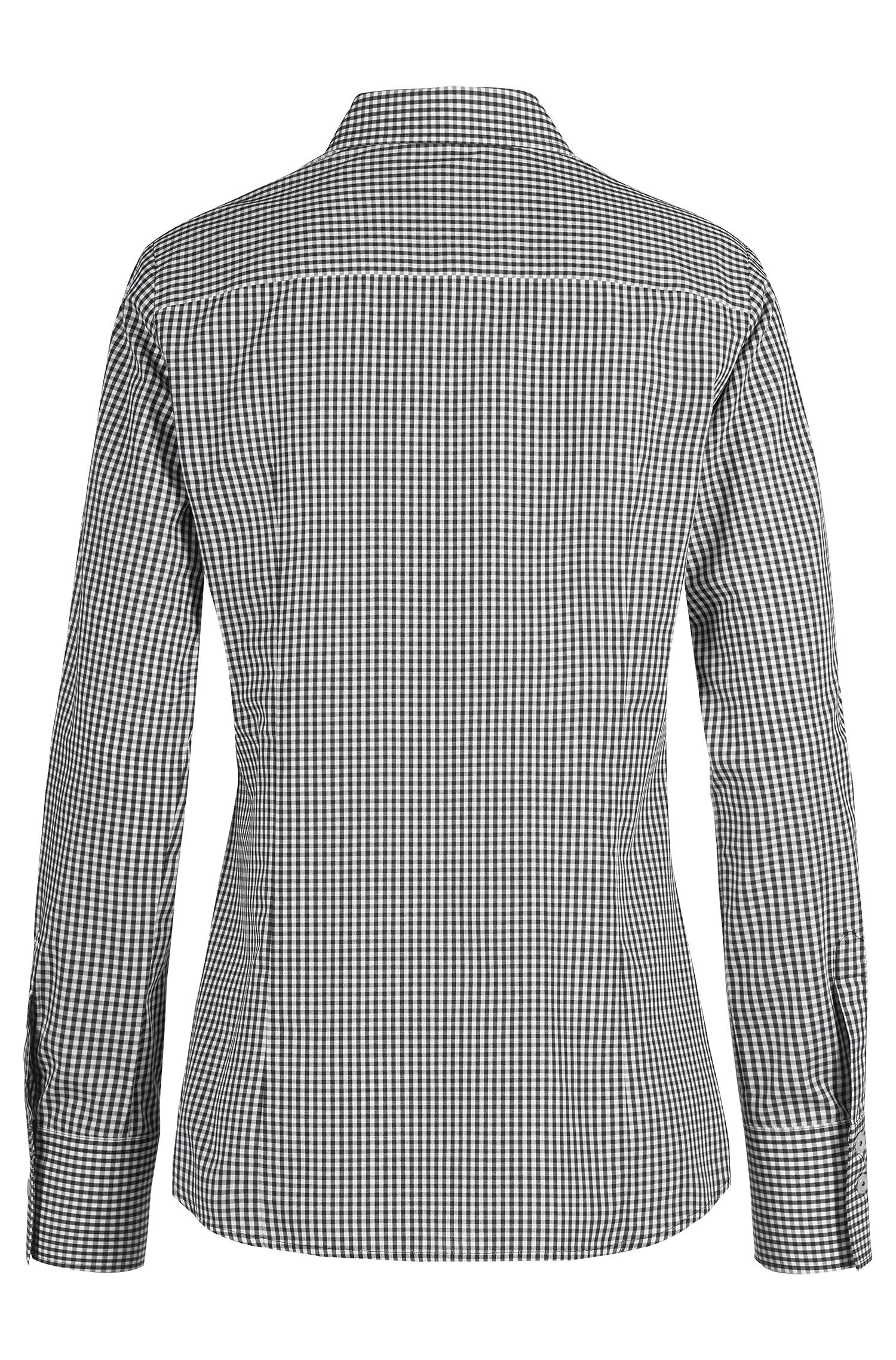 Women's cotton shirt By Mi, white-black check
