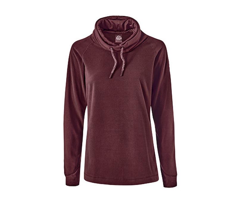 Спортен дамски поларен суитчърт с качулка, тъмно червен
