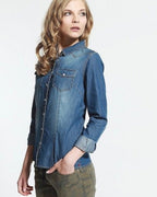 Women's organic cotton denim shirt, blue 