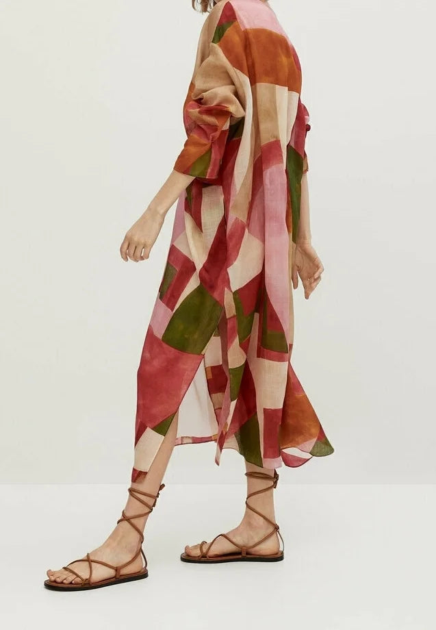 FCZZ Women's Kimono Maxi Dress, Multicolored