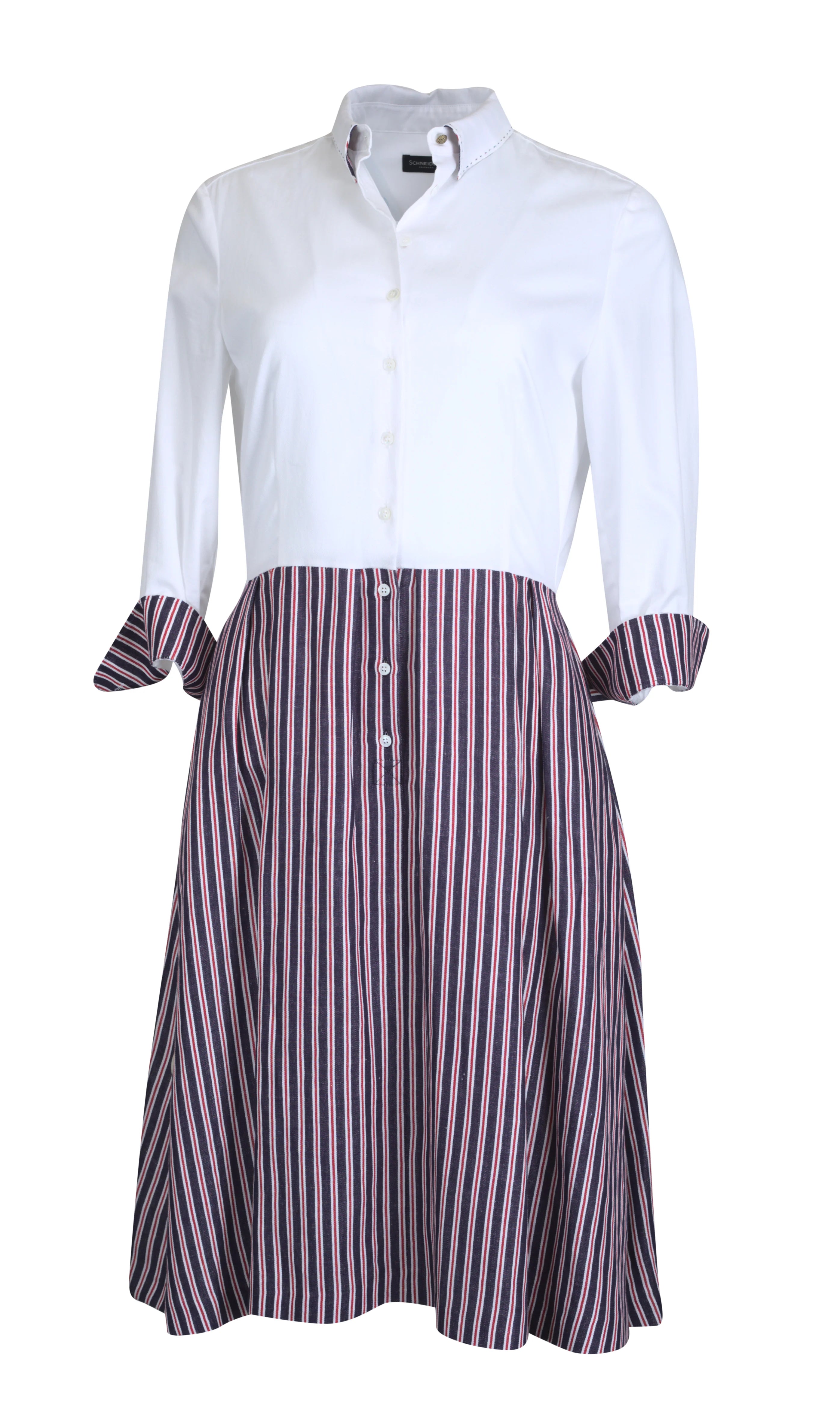 Schneiders Women's elegant linen and viscose dress, white/checkered