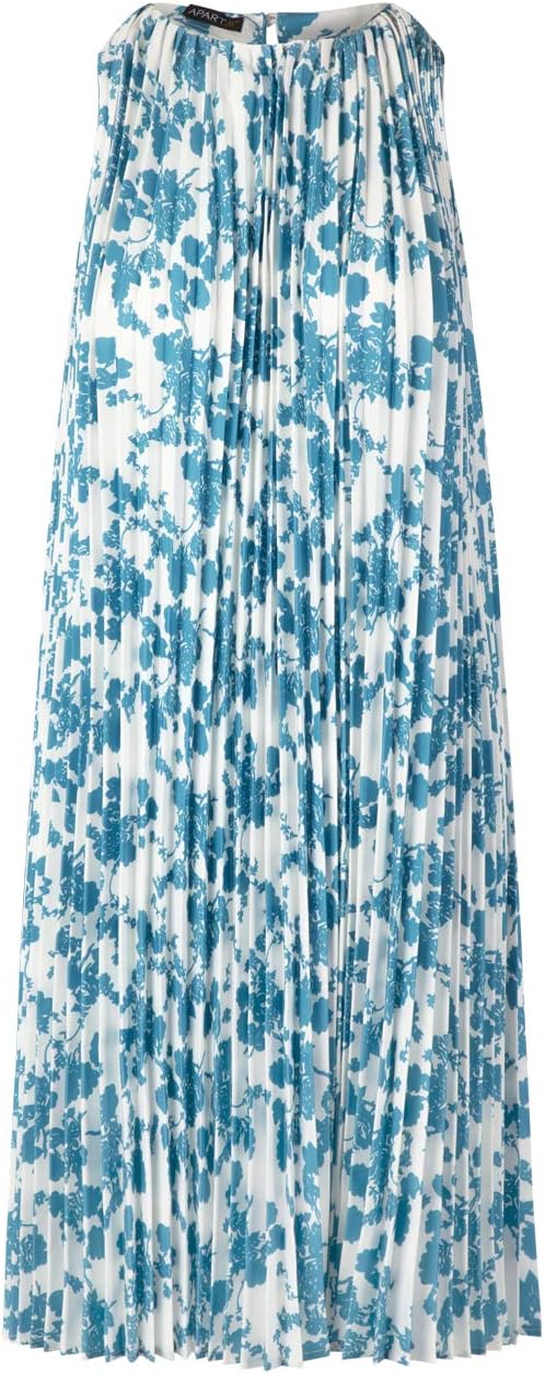 Apart Women's flared pleated dress, white with print