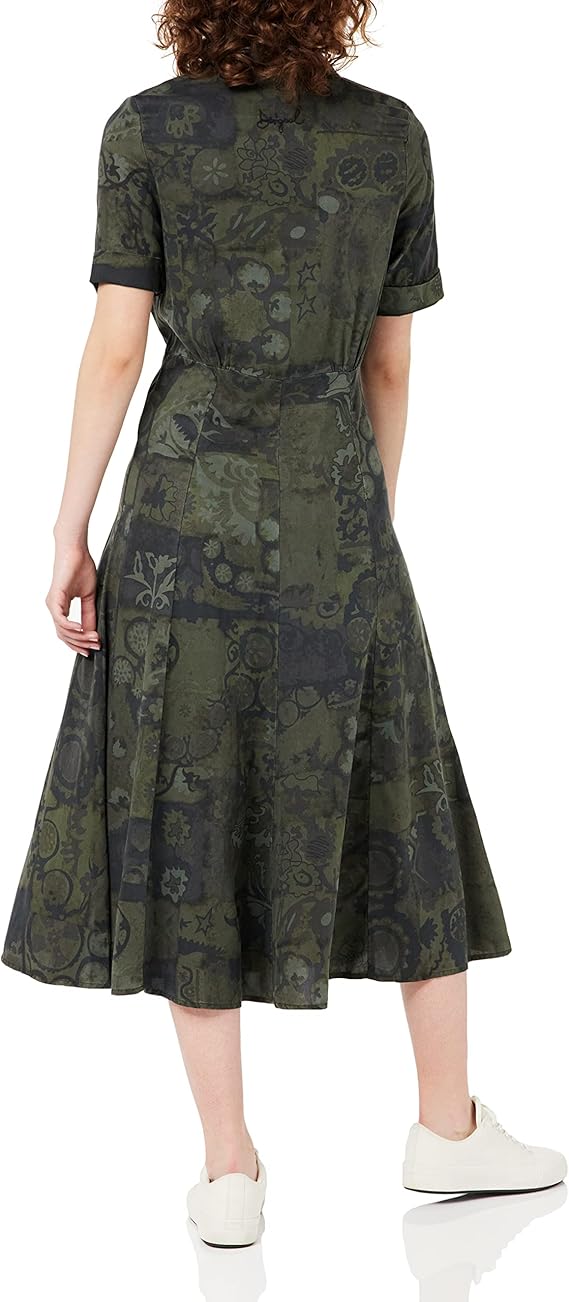 Desigual Women's long dress with short sleeves, green