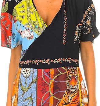 Desigual Women's short-sleeved dress, printed with colorful motifs