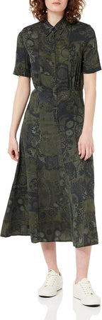 Desigual Women's long dress with short sleeves, green